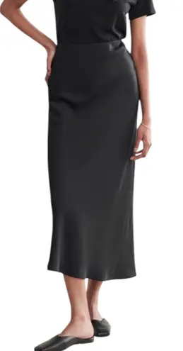 Jenni Kayne Women's Sawyer slip Black skirt Large Midi satin Minimalist $298