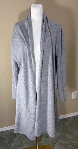 Neiman Marcus Sweater Womens Large Gray Cashmere Knit Open Front Cardigan Luxury - Image 1