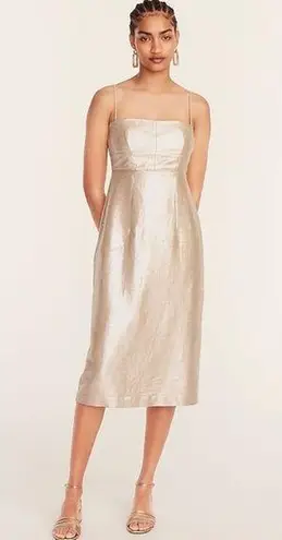 J.Crew  Collection Double Tie-back Metallic Linen Blend Midi Dress size 12