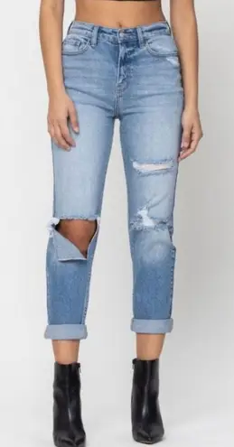 Cello Jeans Blue Destroyed High Rise Mom Jeans