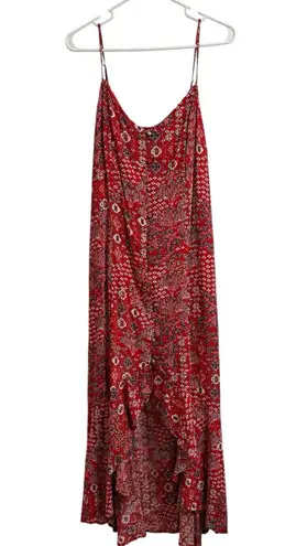 Abel the label Lola Women Size L Midi Dress Button Front Ruffle Hi Lo Hem Cutout - Image 1