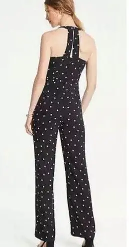 Ann Taylor  Black White Polka Dot Racerback Tie Waist Pants Jumpsuit 6