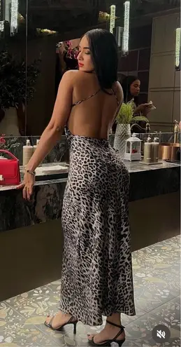 ZARA  maxi dress cheetah leopard animal print slip satin evening party cocktail 