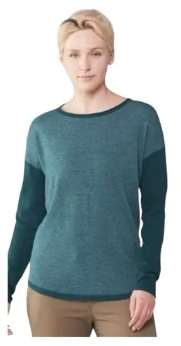 Smartwool Shadow Pine Colorblock Crew Sweater Wool Blend Women Size Large Green - Image 1