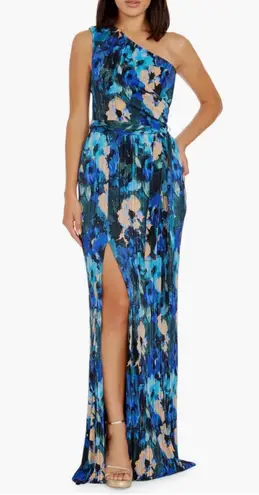 Dress the Population Bella Floral Gown Cobalt Multi Small