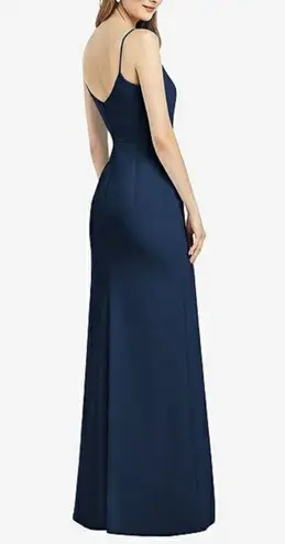 After Six Dessy Gown Size 10 Crepe V-Back Navy Blue Dress Bridesmaid Wedding