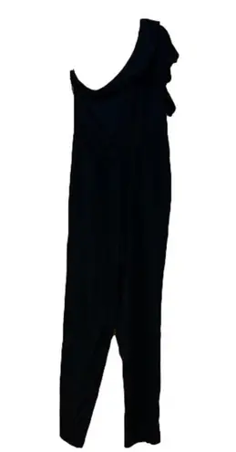 Greylin Anthropologie Black One Shoulder Ruffle Jumpsuit Women’s Size Large