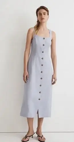 Madewell  Button-Front Midi Effortless Minimalist Dress in 100% Linen Size 8