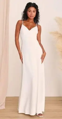 Lulus Forever a Fairytale White Lace Sleeveless Maxi Dress – Approx Size XL