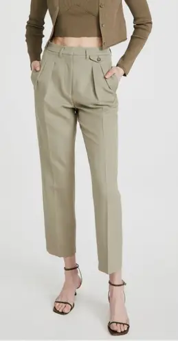 ANINE BING Women's Mycah Wool Pleated Trousers Pants Size 30 Khaki Green Casual