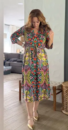 BODEN Fiesta and Orchid Kaftan Midi | Maximalist Style Size 8