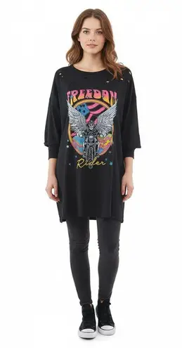 Eighty Eight 88 USA Long Sleeve T-Shirt Womens 3XL Black Rocker Grunge Festival