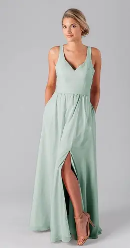 Kennedy Blue Riley Maxi V Neck Sleeveless Dress size 0 Seaglass Green Formal