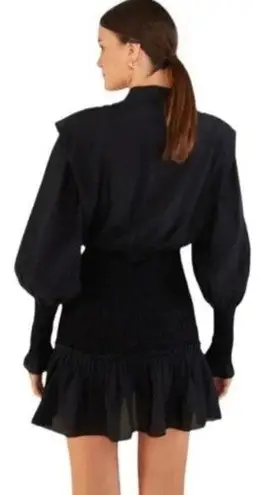Farm Rio Black Heart Neckline Smocked Detail Mini Dress Size S NWT