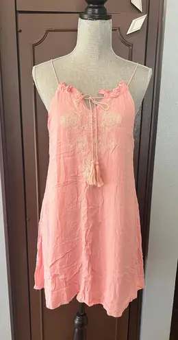 Love Tree Light Pink Embroidered Peasant Mini Dress