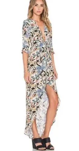 Knot Sisters  MORRISON KIMONO FLORAL BUTTON FROM HI LOW BOHO 3/4 SLEEVE DRESS XS