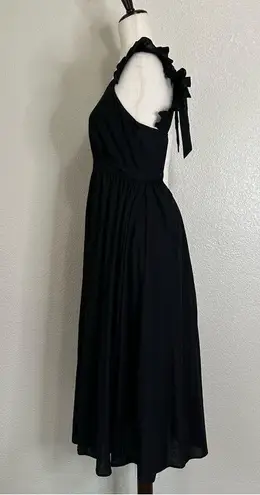 NWT Lumiere Linen Blend Black Ruffled Sleeves Tie