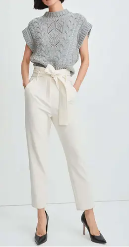 Veronica Beard Setti Ecru Paperbag Belted High Rise Trouser Pants Size 6 NWD