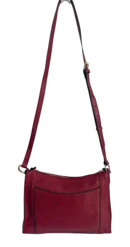 Kattee Cowhide Leather Crossbody Bag Burgundy Pebbled Shoulder Purse NWOT Red