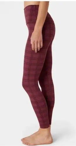 Beyond Yoga high waisted midi leggings Red Garnet Plaid Size Medium Athleisure