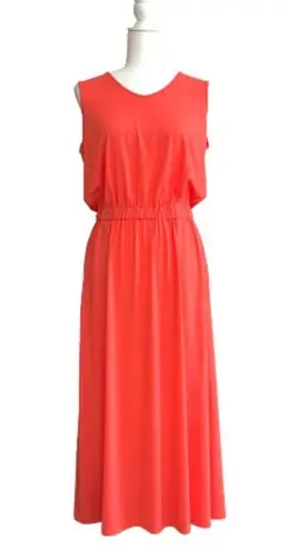 Joan Rivers  Maxi Dress Petite Coral Orange Sleeveless V-Neck Jersey Size SP