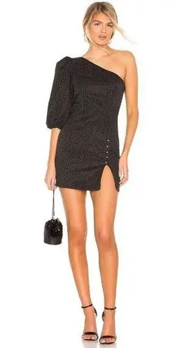 H:ours Elsa Dress in Black & White Small New Womens One Shoulder Cocktail
