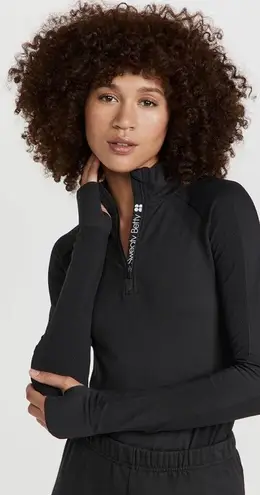 Sweaty Betty  Athlete Seamless Half Zip Long Sleeve Top Women's 4-6 Black