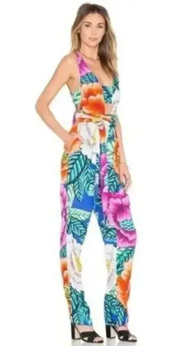 Mara Hoffman Cut Out Front Jumpsuit in Flora Stone Size 6 Tropical Floral Print