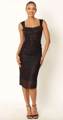 Petal and Pup Naomi Black & Brown Zebra Midi Dress M