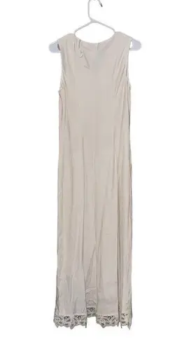 NWT Plaza South 2pc White Linen Battenberg Lace Trim Maxi Dress & Jacket Size 10 White