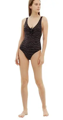 One Piece Prism Tiger SHELTER ISLAND  Black Brown SWIMSUIT Small NWT $225