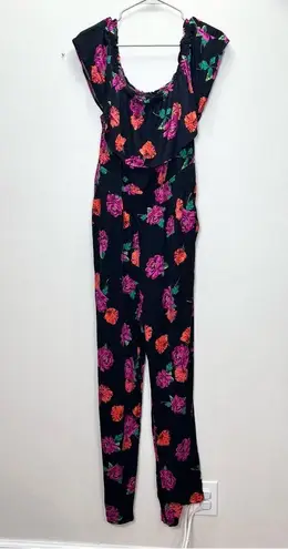 Torrid  Black‎ Pink Floral Off Shoulder Challis Jumpsuit 1X