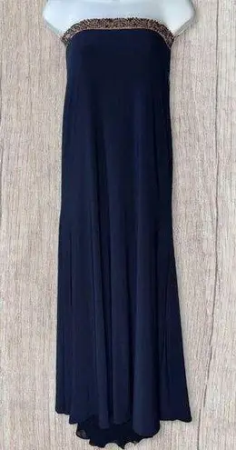 XScape Strapless Beaded Maxi Dress with Fishtail Train Women size 4