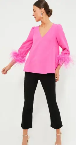 Tuckernuck Hot Pink Feather Easton Blouse size M Size M