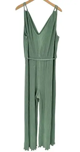 Oddy Sage Green Plisse Sleeveless Jumpsuit size 2X Belted NWT