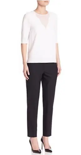 Hugo Boss Sheer Insert White Silk Blouse