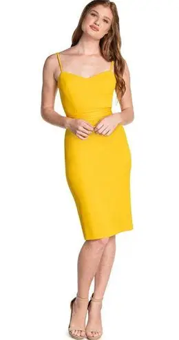 Dress the Population Veronique Midi Bodycon Canary Yellow Size Small