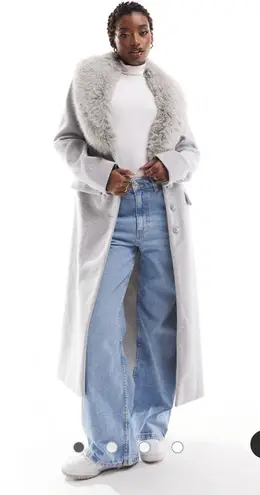 Marvin Richards J. Percy by Vintage dyed fox Fur 100% Lambswool Coat One button 100% Satin Lined oversized 60’s-50s silver fox fur collar