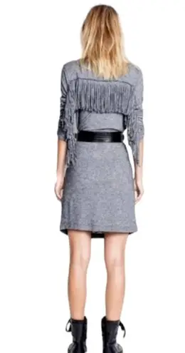 Zadig & Voltaire Winter Fringes Wool/Angora Blend Mini Dress in Grey