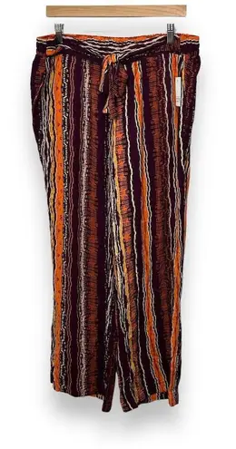 NWT LILI Sport Women Striped Wide Leg Pants Black/Orange Size 1X Vacation Party Orange