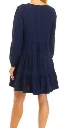 Crown & Ivy, New Navy Blue Embroidered Tassel Peasant Dress Size Large Petite