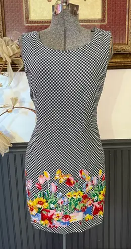 All that jazz Vintage Gingham Floral Mod Inspired Shift Dress ~ Size 10 (M) 💚🍄