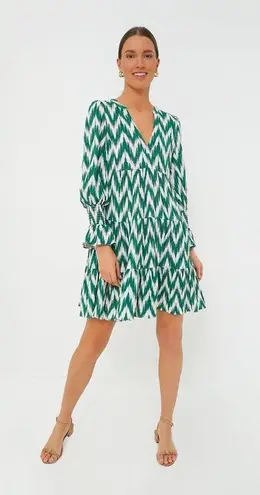 Pomander Place Tuckernuck Green Ikat Kenzo Dress Tiered Bell Sleeve Zig Zag XXXL Size undefined