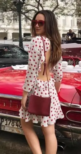 Realisation Par 💕💕 Goldie Cherry Dress ~ Red Polka Dot Print XS 100% Silk