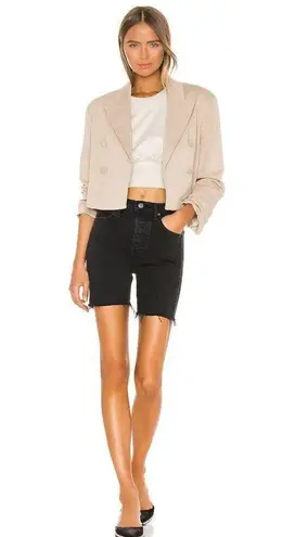 GRLFRND Riley Denim Short Button Fly Frayed Raw Hem in Downtown Black Women's 25