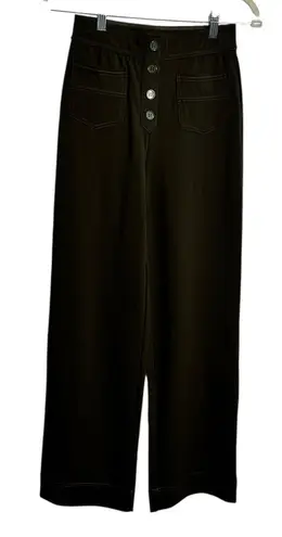 Halara High Waisted Straight Leg Button Pants XS Olive Green Forest Night NWT