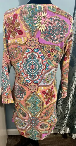 Raj 100% Cotton SzL Ladies Pink Boho Hippie Tunic Top Swim Cover Embroidered