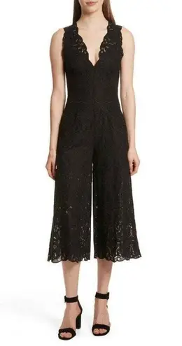 NWT Jonathan Simkhai Scallop Edge Embroidered Jumpsuit Black Embroidered SZ 4