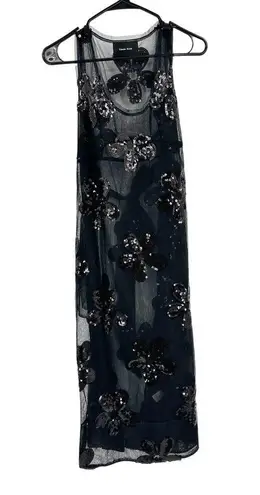 Simone Rocha Black Sheer Sequin Scoop Neck Slip Dress Floral Flower 8 NEW Size 4