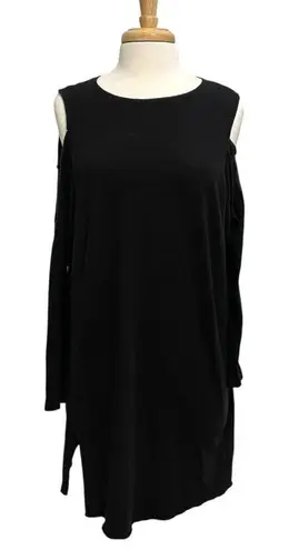 AllSaints Cold Shoulder Knit Sweater Mini Dress Long Sleeve Black size Large